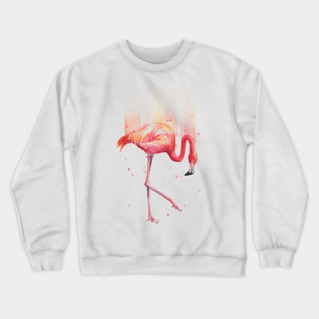 Flamingo Watercolor Crewneck Sweatshirt by Olechka